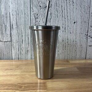 STARBUCKS 2014 SILVER‎ Stainless Steel Cold Cup Mermaid Tumbler 16oz